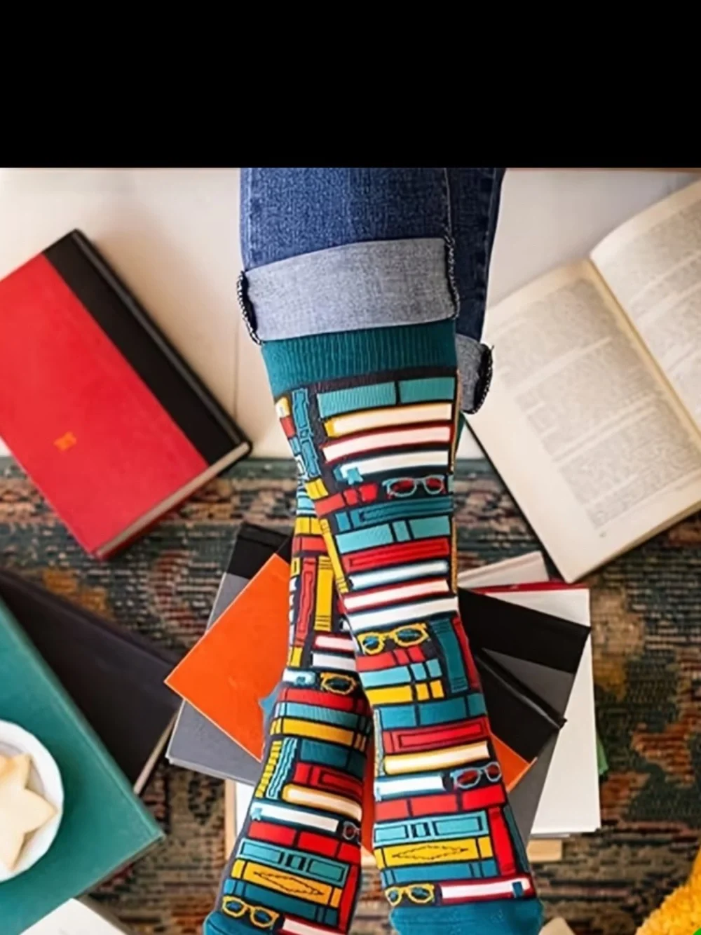 Unisex Novelty 'Shhh... I'm Reading' Crew Socks - OSFM NWT